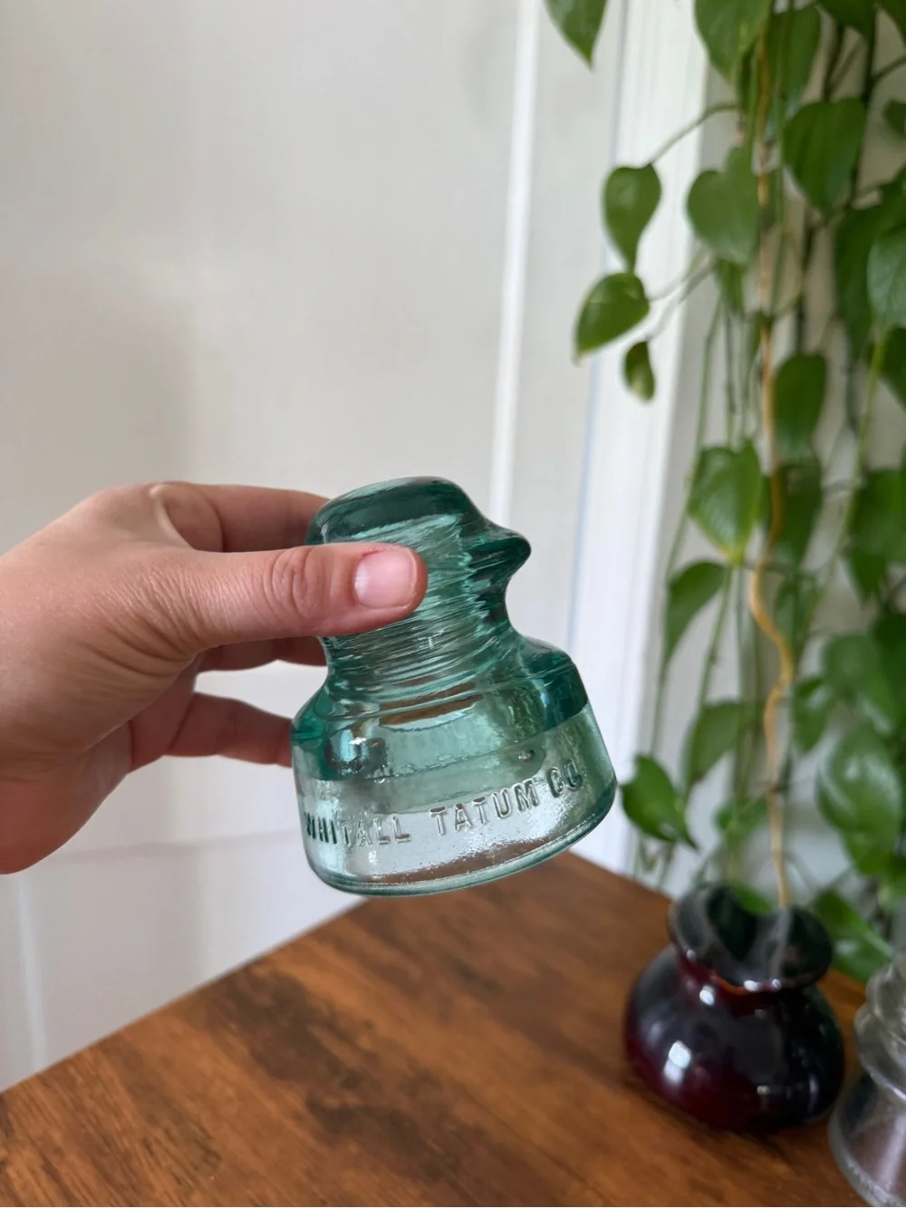 Vintage Glass Insulator Lot of 5 Mixed Colors Including Whitall Tatum